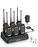 eSynic 6Pcs Professional Long Range Digital Walkie Talkies for Adults Six Way Walky Talky 2 Way Radio Upgraded Rechargeable Walkie Talkies With Earpieces & Charge Base Support 16CH & VOX Function