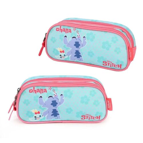 Estojo Duplo Escolar Stitch Turquesa - Luxcel