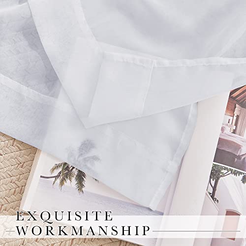 Nicetown Sheer Curtains White Crinkled Voile Textured, Crushed Privacy Sheer Window Treatment Lightweight And Breathable With Grommet Top For Cottage/Farmhouse (Set Of 2, W52 X L84, White) #TOP4