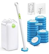 TRENNCHI Disposable Toilet Brush and Holder Set, Wall Mounted Toilet Bowl Cleaner Brush with 24 R...