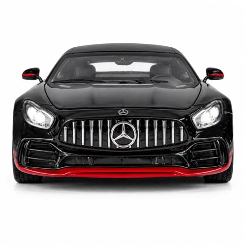 Image of Mercedes-AMG GT R 1:24 Scale Die-Cast Car Model Black - Panamericana Grille Fixed Rear Wing Sound Light Openable Doors Pull-Back Alloy Supercar Toy