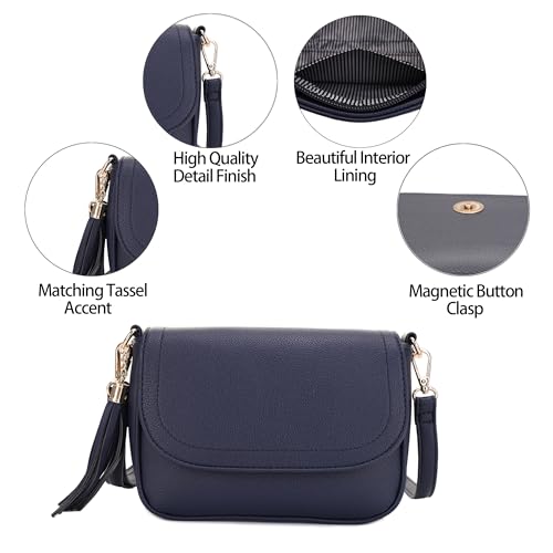 Image of EVVE Small Crossbody Bags for Women Trendy Flap Saddle Purses with Tassel Vegan leather Shoulder bag