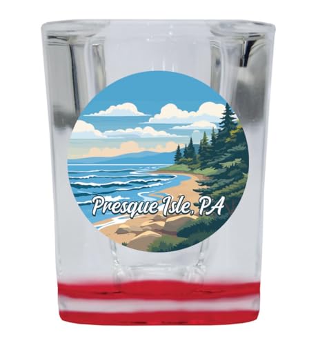 Vaso de shot cuadrado rojo base 2 oz souvenir