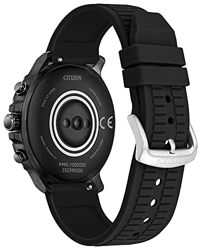 Citizen CZ Smart Grey Plated Silicone Strap Stainless Steel Smartwatch Touchscreen, Heartrate, GPS, Speaker, Bluetooth, Notifications, iPhone and Android Compatible, Powered by Google Wear OS