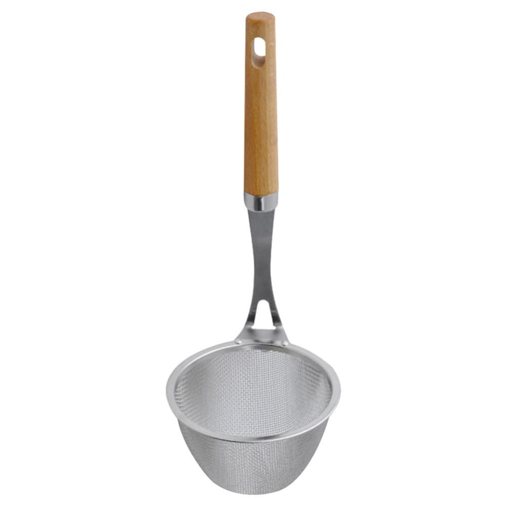 Colador de Malla Fina con Mango de Madera para Cocina, Ideal para Pasta, Fideos y freír