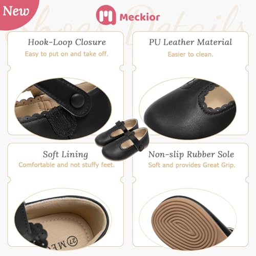 Meckior Toddler Little Girl Mary Jane Dress Shoes Ballet Flats for Girl Party Back to School Shoes Bowknot Princess Shoes by Meckior - Image 5
