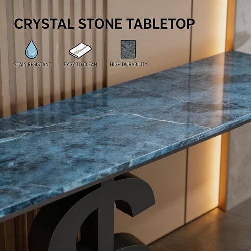 Mesa consola estrecha base de metal estable y diseño compacto para hogar 6