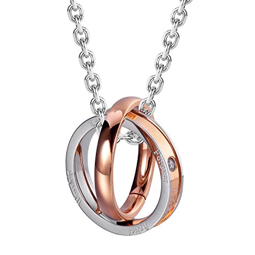 Image of Urban Jewelry His & Hers Couples Engraved Double Ring Pendant Necklace