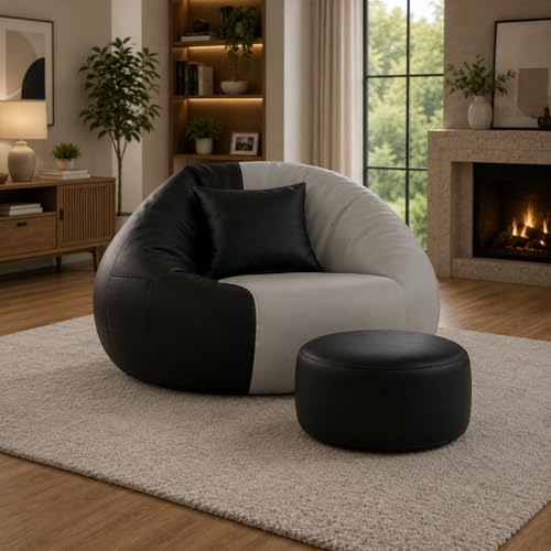 Image of karuto 4XL Tear Drop Bean Bag Cover (Without Beans) (Grey::Black, XXXXL)