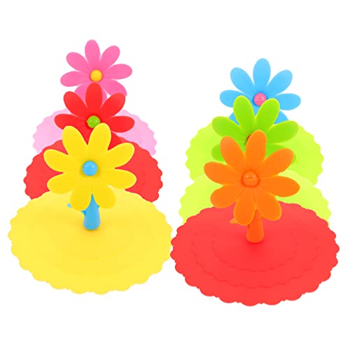SMASOLO 6pcs Silicone Flower Mug Covers Reusable Drink Lids for Mugs Food-grade Silicone Prevents Spills and Keeps Drinks Warm Design