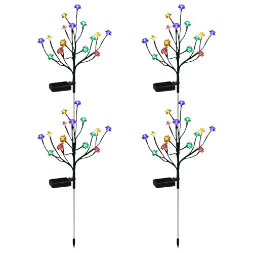 Eioflia Solar Garden Lights Waterproof Solar Powered Cherry Blossom Lights Multi-Color Garden Stake Light for Yard Patio 4Pcs