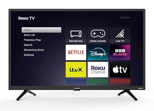 VELTECH Roku Smart TV de 32 pulgadas, 32 pulgadas con Apple TV+, BBC, Netflix, Freeview Play, Dolby Audio, HDR, Dolby Vision Television para salón o cocina