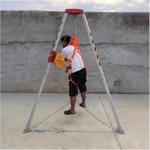 Generico Treppiede per Soccorso in spazi confinati per impieghi gravosi - Attrezzatura antincendio e anticaduta, Attrezzatura di Sollevamento e Soccorso Resistente per situazioni di Emergenza, Kit di