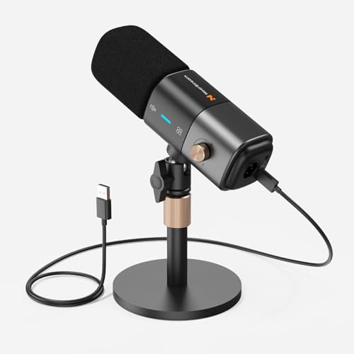 NearStream AM25X コンデンサーマイク USBマイク PCマイク XLR 超単一指向性 録音用・会議用・配信用 テレワーク/Web会議に最適 ノイズキャンセリング ワンタッチミュート ダイレクトモニタリング 音量調整可能 PS5/PS4/Windows/Mac対応 YouTube/Zoom 卓上スタンド/フォームウインドスクリーン付き