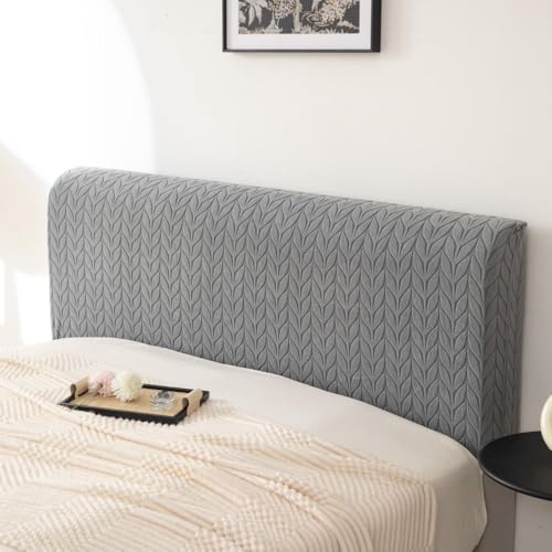 Image of HOMETHREADS Stretchable Lycra /Velvet Headboard Cover | Soft, Dust-Proof & Wrinkle-Resistant Bed Back Protector | Fits Leather, Wooden & Fabric Bedsides |for 5ft to 5.5ft Beds | (Grey, 150x65cm)