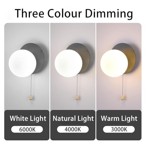 Moderna interior lámpara de pared LED circular negra para iluminar zonas oscuras sin obras 2