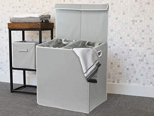 Simplehouseware Double Laundry Hamper With Lid And Removable Laundry Bags, Grey #TOP4