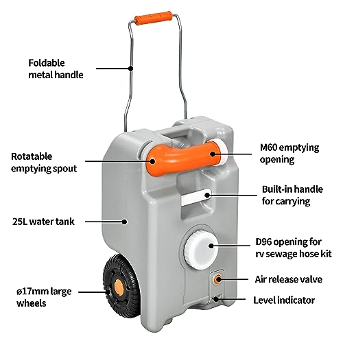 Yitahome MAYIH0009608MA 6.6 Gallon Portable Water Holding Tank With Large Wheels, Metal Handle Odorless Tote thumb #1