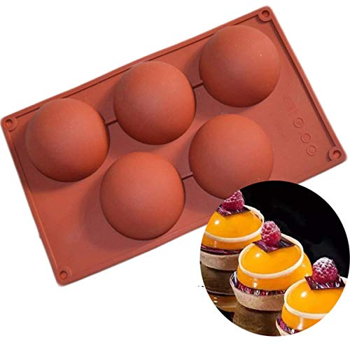 Image of Glamaxy Extra Large Cup Silicone Half Round Baking Mould | Cake Baking Mould | Chocolate Ice Cream Mould (6 Cup Half Circle Mould) (5 Cup Moulds)