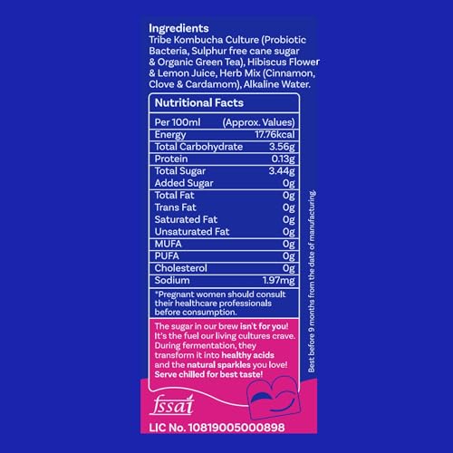 Image of Tribe Kombucha Probiotic Super Drink | Supports Gut Health | Gluten-Free | Naturally Fermented | Super Refreshing | Gut Friendly | Improves Blood Sugar | Antioxidant and Hydration | No Added Sugar | 250 ML X 6 (BUSSIN LAVENDER + HIII BISCUS)
