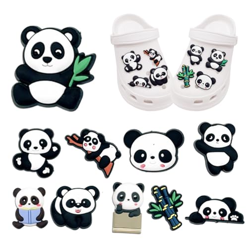 KEQAR 10 Pines para Crocs de Panda, Accesorios de Zapatos de PVC, Adornos para Personalizar Calzado de Adultos y Niños