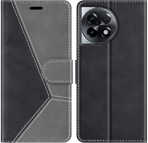 Image of ClickCase Trend Series for OnePlus 11R 5G Leather Wallet Flip Case Magnetic Closure Flip Cover for for OnePlus 11R 5G (Grey Black)