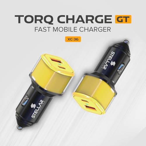 Image of Stellar Drive Fast Car Charger with Dual Output | Max output-130W | Dual Port USB-A 100W + Type-C PD 30W | Smart Safety Chip | Compatible with All Smartphones, iPad, Tablets, MacBooks - XC-36