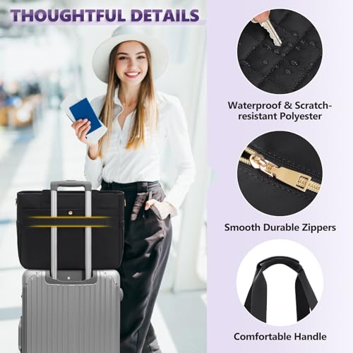 Image of SDYSM Teacher Tote Bag 15.6 inch Laptop Bag Work Bags for Women Nurse Tote Professional Computer Messenger Shoulder Bags Laptop Briefcase for Office, College, Nursing, Black