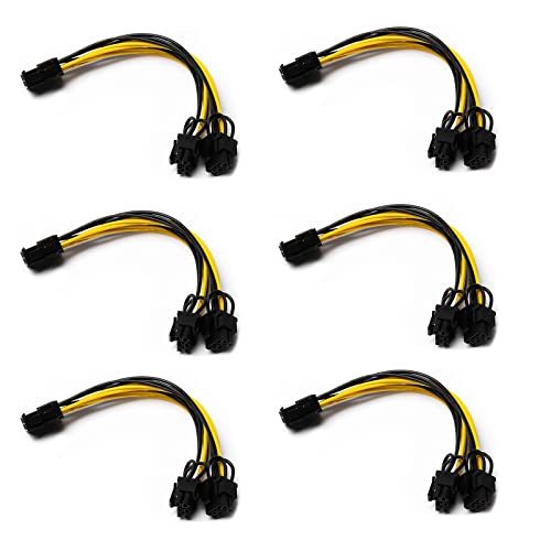 6 Cables de conexión, Adaptador PCIE, Divisor de 8 Pines, PCI Express a 2 x PCIe 8 (6 + 2) Pines para Placa Base, Tarjeta gráfica, Tarjeta gráfica, Tarjeta gráfica de Imagen, Tarjeta PCI-E, GPU VGA Cover