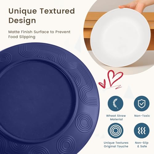 Image of Homienly 40 PCS Wheat Straw Plates and Bowls Sets, Cups Sets, Service for 8, Unbreakable Microwave and Dishwasher Safe Dinnerware Sets,Reusbale Plastic Dishes Set - Island, Matte