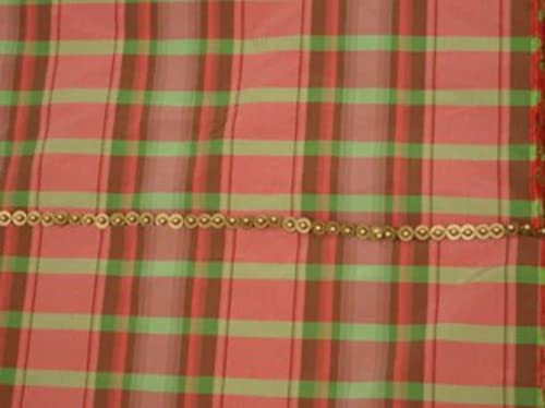 Soie écossaise rose et verte au mètre pour confectionner une robe de soirée chic