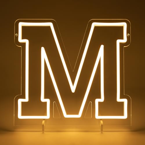 Image of Light Up Letters M, Led Marquee Letter Lights Neon Sign, 13 inch Height Decorative Lighted Alphabet Number, Battery /USB Powered Led Letters Lights for Wedding, Birthday, Party, Christmas or Home Decor