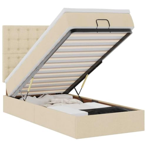 metallbett bettgestell Bed bettrahmenOttoman-Bett mit Matratzen & LEDs Dunkelgrün 180x200 cm SamtGeeignet für Schlafzimmer – Bild 3