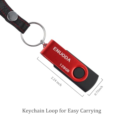 Image of 128GB Flash Drive ENUODA Thumb Drive 128GB Swivel Design USB 2.0 Memory Stick Data Storage Jump Drive Pen Drive for Laptop PC Computer (1 Pack, Red)