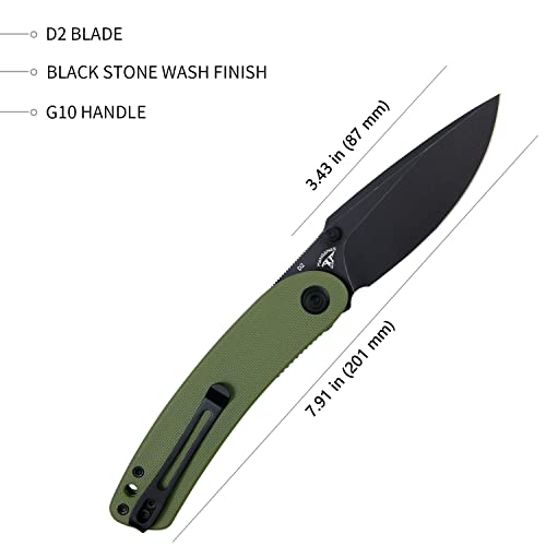 Kubey Momentum Ku344 Everyday Carry Pocket Knife, 3.43-Inch 14C28N Blade G10 Handles With Dual Thumb Studs And Reversible Clip For Outdoor Hunting Camping (Green) #TOP1