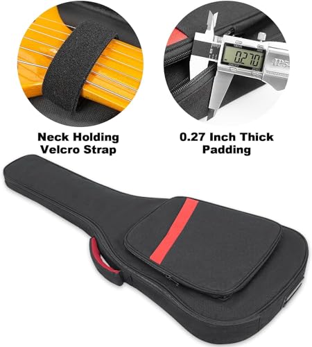 Image of Electric Guitar Bag 7mm Padding Electric Guitar Case, 39 Inch Electric Guitar Gig Bag Backpack with Neck Strap and Pockets, Black