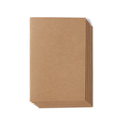 Twone A5 Notebook, 6 Pack Softcover Kraft Paper Notebooks Wide Ruled Note Book Journals For Office School Business Work Writing, 80Gsm, 30 Sheets #TOP6