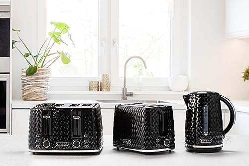 Linsar - Electric Kettle - Curved Texture - 1,7 L - Kettle with High Gloss, Chrome Accents, Limescale Filter, Automatic switch-off, On/Off switch illuminated - 3000 Watts (Black) - Image 5