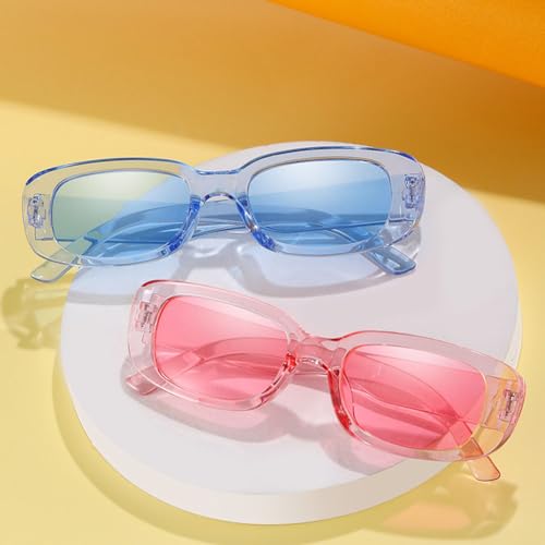YQVIE 6 Pack Rectangle Sunglasses Bulk for Women Men Trendy Sunglasses Pack for Party Favors (Bright2)2