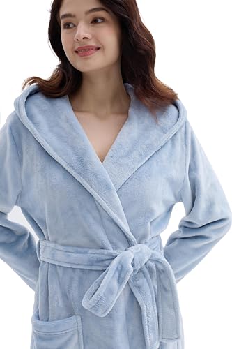 Amorbella Premium Plush Robe for Women Long Fluffy Fleece Robe Winter Warm Bathrobe with Pockets4
