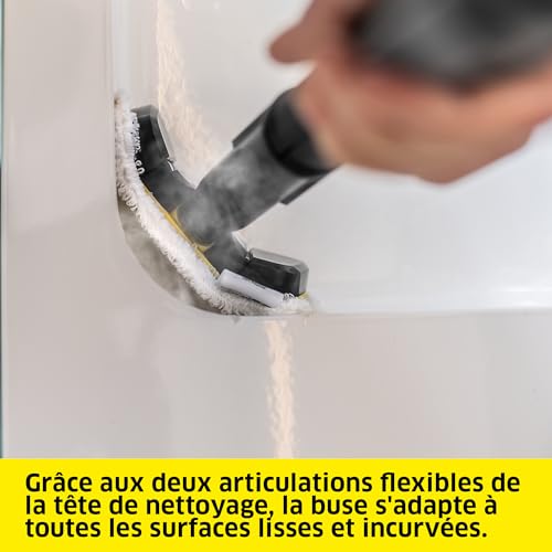 Kärcher Set Buse à Main Flexible Avec Buse à Main Flexible et Bonnette Microfibres Pour le Nettoyage Efficace de Surfaces Lisses et Incurvées Accessoire d'Origine Pour Nettoyeur Vapeur Kärcher - vue 4