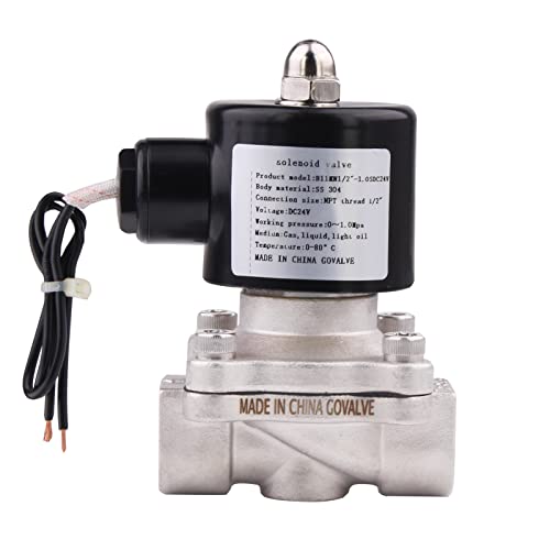 Govalve Sus304 Electric Solenoid Valve - 1/2" Npt 24V Dc Stainless Steel Normally Closed Valve For Water Air Gas Fuel Oil #TOP2