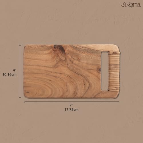 Tabla de cortar mini de madera acacia con mango Karma miniatura 3