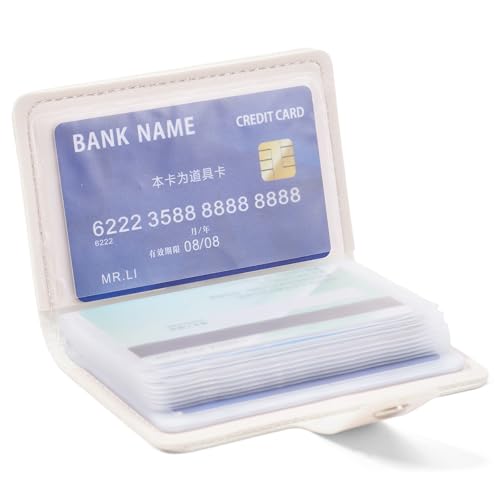 Image of RNIEGA Card Holder for Women Small Womens Wallet Vegan Leather RFID Blocking Transparent Card Case with 22 Slots