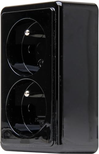 Kopp Aufputz 2-Wege Mittelkontaktdose in STANDARD Konstruktion und schwarz ohne erhöhten Schutz der Kontakte und der Grundplatte. Schutzklasse IP20, 108405008