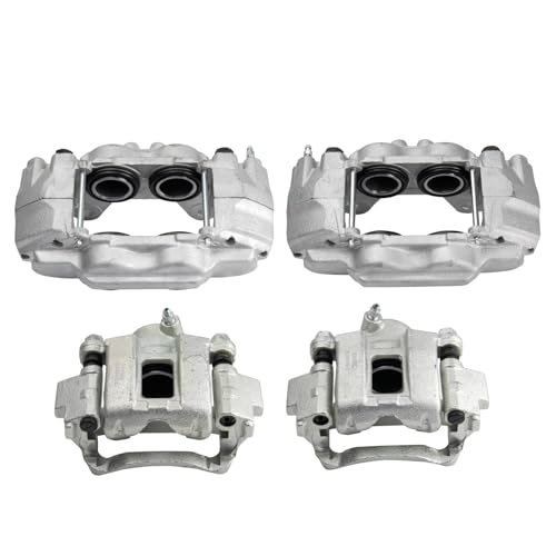 Image of TRQ Front and Rear Brake Caliper Set Caliper Brackets Hardware Compatible with 03-09 Lexus GX470 with Front Casting #13WH