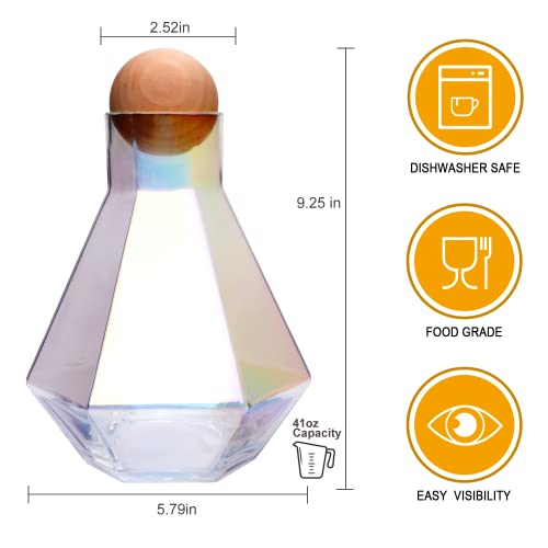 Qappda Wine Decanter Set With Glasses,Iridescent Diamond Wine Decanter With 6 Piece Stemless Wine Glasses,Geometric Carafe Decanter With Cork Ball Stopper For Wine Lover,Parties,Whiskey,Scotch thumb #1