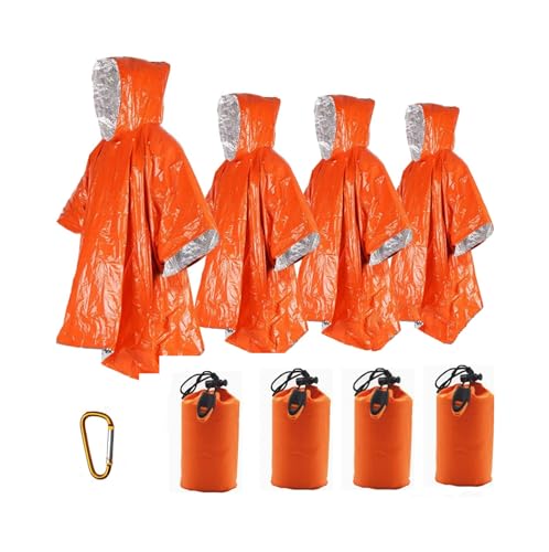 Poncho de cobertor de emergência, pacote com 4 ponchos de cobertor térmico ultraleve à prova d'água