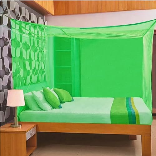 Image of RN Enterprise Mosquito Net, Polyester Material, Coloring Cotton Tape with Foam Bottom (Green, Queen Size Bed (6x7 Feet))