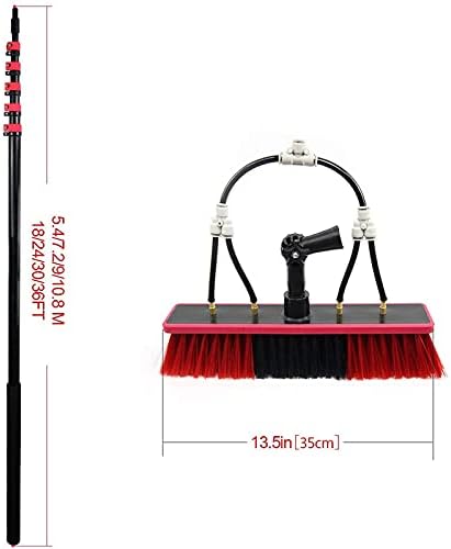Ultra-Long Window Cleaning Pole17Ft Window Cleaning Pole Kit - Water Hose Fed Brush for Solar Panels & PV Systems - Efficient Exterior Cleaning Tool for High Reach & Easy Access(55cm Brush H